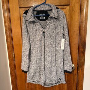 NWT Calvin Klein Light Gray Fleece Jacket with Removable Hood - XL
